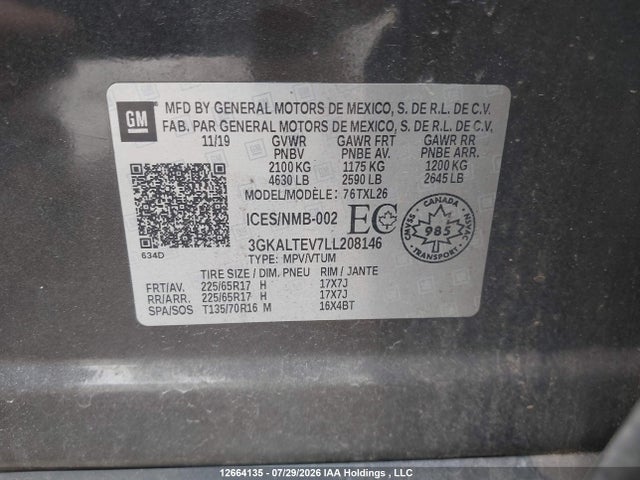 GMC Terrain Sle 2020 3GKALTEV7LL208146 Image 9