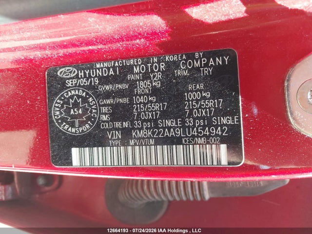 Продаж на аукціоні авто 2020 Hyundai Kona Preferred, vin: KM8K22AA9LU454942, номер лоту: 12664193