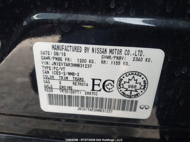 JN1EV7AR3HM831237 Infiniti Q50 Premium/sport/se