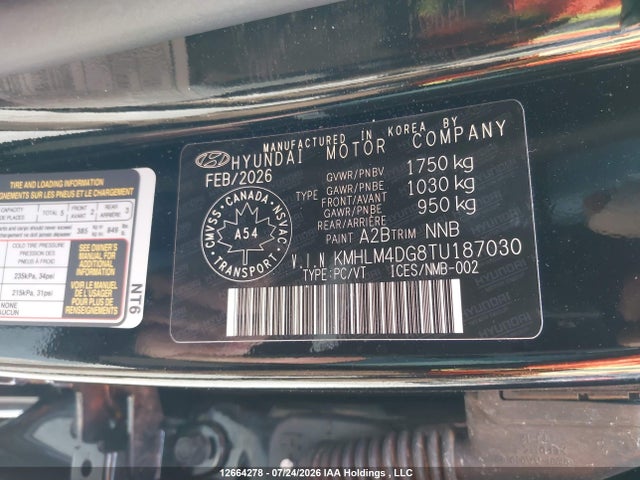 2026 Hyundai Elantra Sel Sport მანქანა იყიდება აუქციონზე, vin: KMHLM4DG8TU187030, აუქციონის ნომერი: 12664278