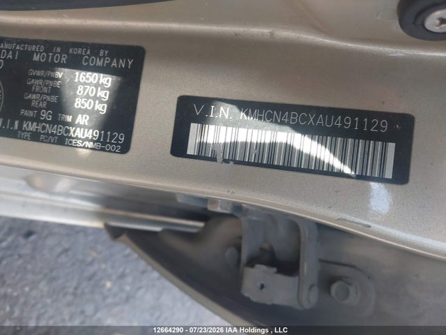 2010 Hyundai Accent Gls მანქანა იყიდება აუქციონზე, vin: KMHCN4BCXAU491129, აუქციონის ნომერი: 12664290
