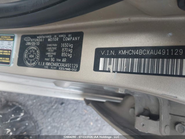 2010 Hyundai Accent Gls მანქანა იყიდება აუქციონზე, vin: KMHCN4BCXAU491129, აუქციონის ნომერი: 12664290