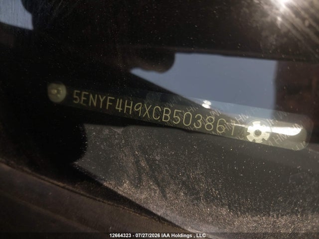 Продаж на аукціоні авто 2012 Honda Pilot Touring, vin: 5FNYF4H9XCB503861, номер лоту: 12664323