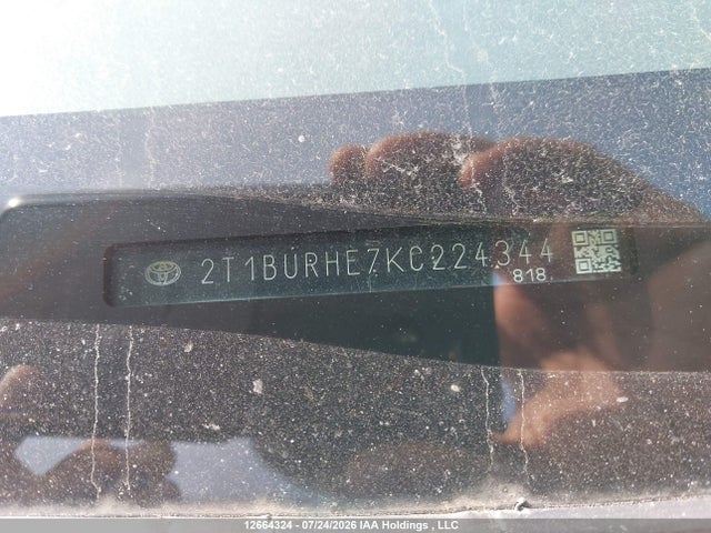 Продаж на аукціоні авто 2019 Toyota Corolla Le, vin: 2T1BURHE7KC224344, номер лоту: 12664324
