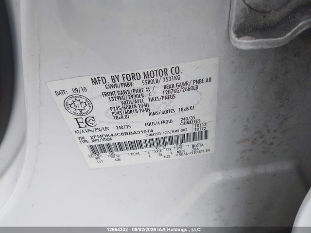 Aukcja sprzedaży 2011 Ford Edge Sel, vin: 2FMDK4JC8BBA31974, numer aukcji: 12664332