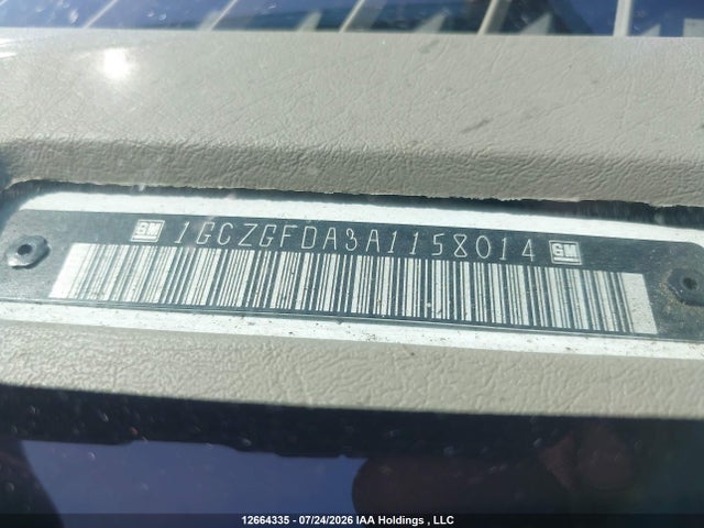 12664335 :رقم المزاد ، 1GCZGFDA3A1158014 vin ، 2010 Chevrolet Express 2500 Work Van مزاد بيع