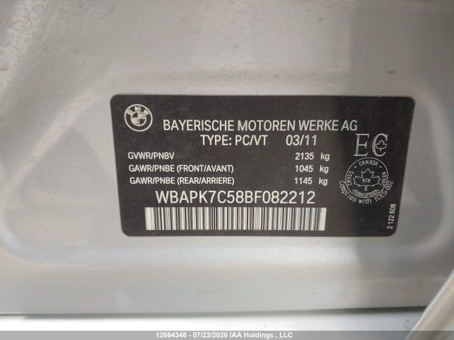 Продажа на аукционе авто 2011 Bmw 328i Xdrive, vin: WBAPK7C58BF082212, номер лота: 12664348