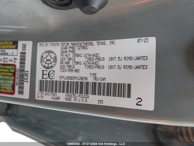 Toyota Tundra 2023 5TFLA5DB3PX120296 Image 9