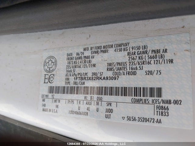 Ford Transit T-250 2024 1FTBR3X82RKA93097 Image 9