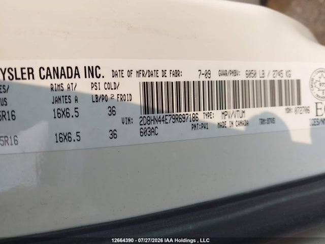 Aukcja sprzedaży 2009 Dodge Grand Caravan Se, vin: 2D8HN44E79R697186, numer aukcji: 12664390