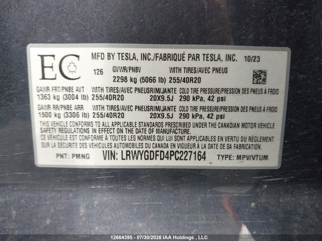 Tesla Model Y Rwd 2023 LRWYGDFD4PC227164 Image 9