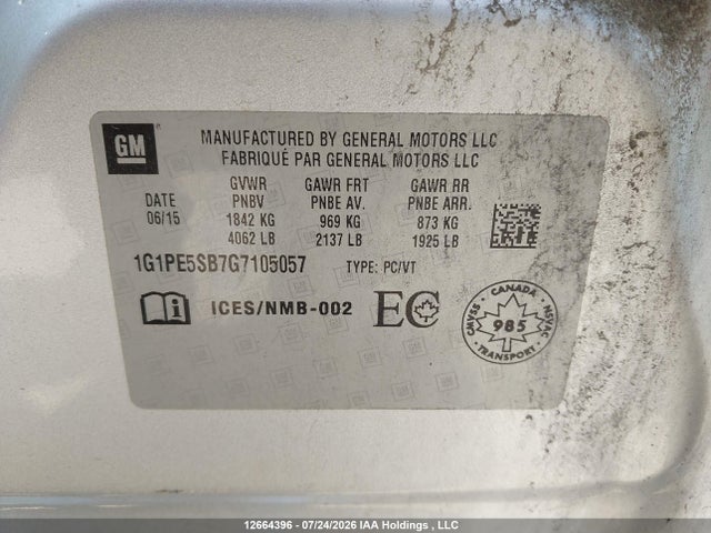 Продаж на аукціоні авто 2016 Chevrolet Cruze Limited 1lt, vin: 1G1PE5SB7G7105057, номер лоту: 12664396