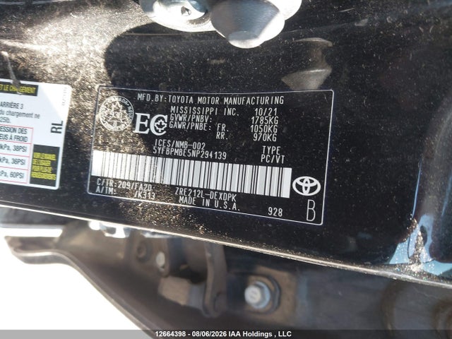 Toyota Corolla Le/xle 2022 5YFBPMBE5NP294139 Image 9