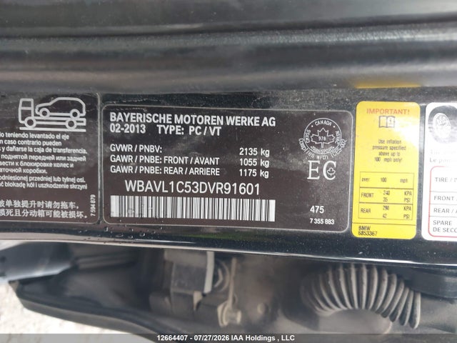 Продажа на аукционе авто 2013 Bmw X1 Xdrive28i, vin: WBAVL1C53DVR91601, номер лота: 12664407