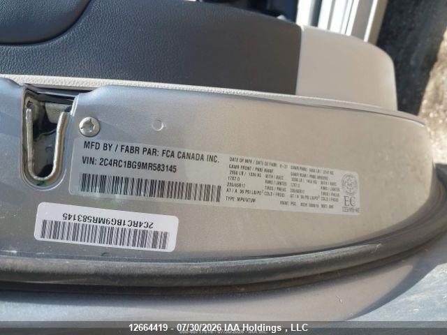 2021 Chrysler Pacifica Touring L მანქანა იყიდება აუქციონზე, vin: 2C4RC1BG9MR583145, აუქციონის ნომერი: 12664419
