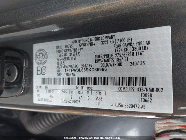 Ford F150 Xlt 2025 1FTFW3L88SKD36966 Image 18
