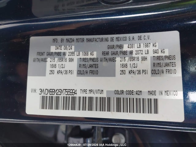 Продаж на аукціоні авто 2025 Mazda Cx-30, vin: 3MVDMBBM2SM756994, номер лоту: 12664429