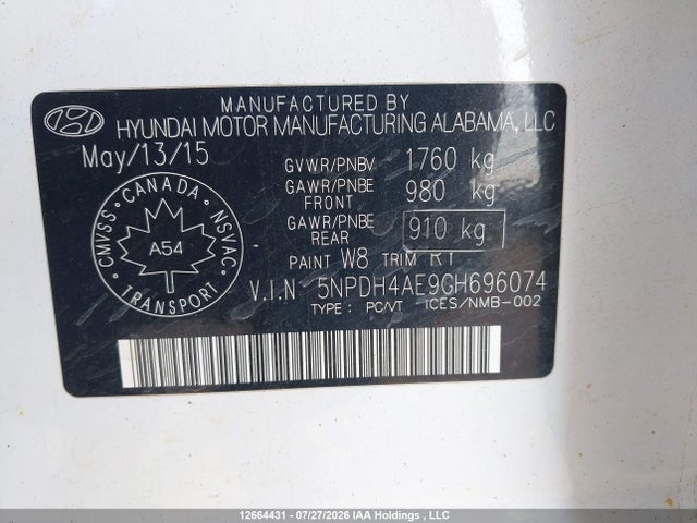 Продаж на аукціоні авто 2016 Hyundai Elantra Gl, vin: 5NPDH4AE9GH696074, номер лоту: 12664431