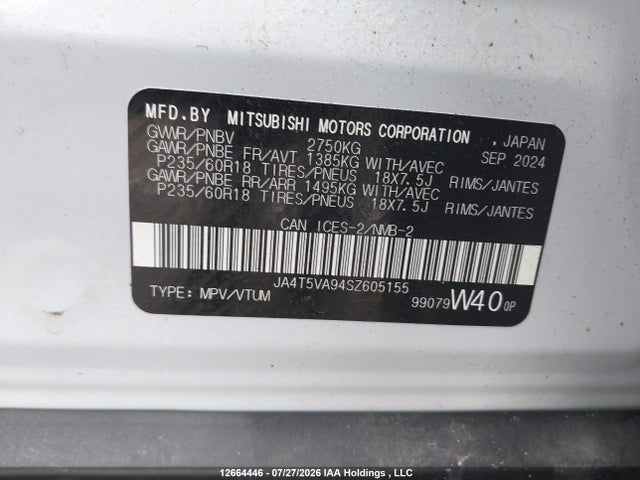 JA4T5VA94SZ605155 Mitsubishi Outlander Phev Le S-awc/se S-awc/sel S-awc