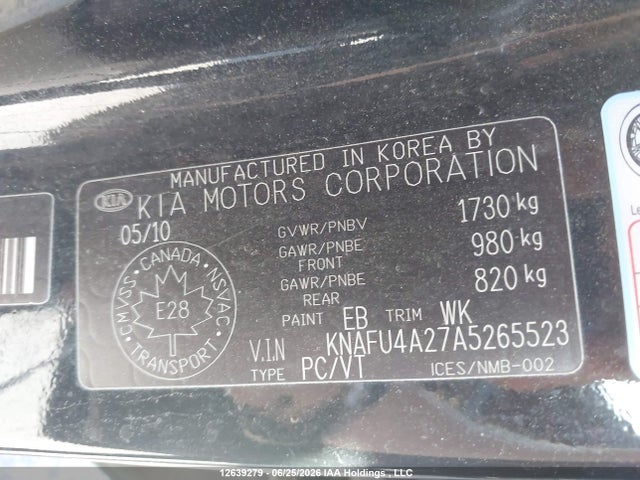Продажа на аукционе авто 2010 Kia Forte 2.0l Ex, vin: KNAFU4A27A5265523, номер лота: 12639279