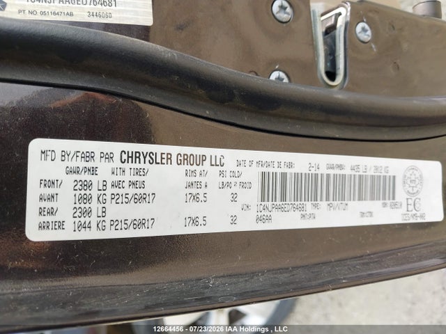 2014 Jeep Patriot მანქანა იყიდება აუქციონზე, vin: 1C4NJPAA6ED764681, აუქციონის ნომერი: 12664456