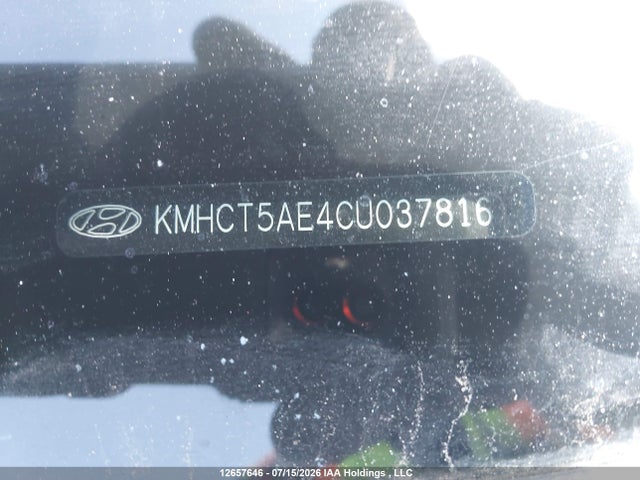 12657646 :رقم المزاد ، KMHCT5AE4CU037816 vin ، 2012 Hyundai Accent Gl مزاد بيع