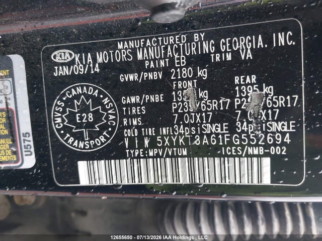KIA SORENTO LX 2015 5XYKT3A61FG552694 Image 17