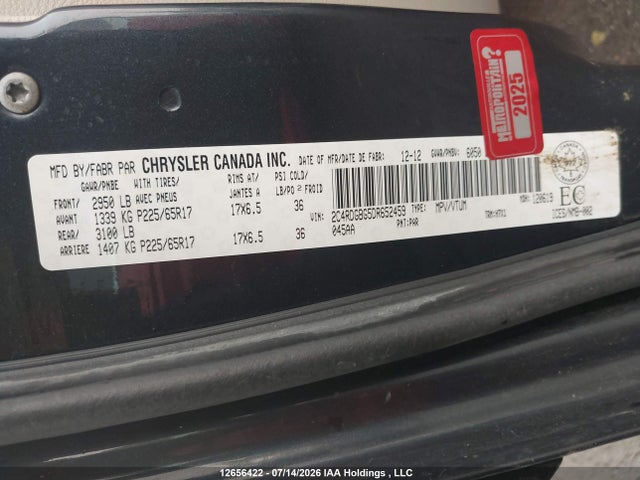 2013 Dodge Grand Caravan Se/sxt მანქანა იყიდება აუქციონზე, vin: 2C4RDGBG5DR652459, აუქციონის ნომერი: 12656422