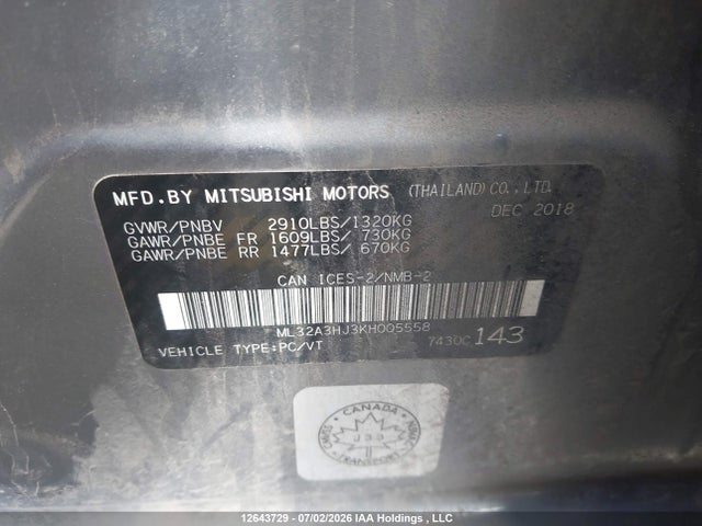 Mitsubishi Mirage Es/es Limited 2019 ML32A3HJ3KH005558 Image 19