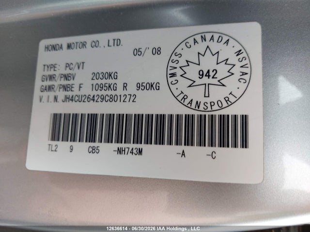 Продаж на аукціоні авто 2009 Acura Tsx, vin: JH4CU26429C801272, номер лоту: 12636614