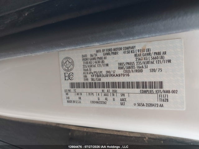 Ford Transit T-250 2024 1FTBR3U81RKA97016 Image 9