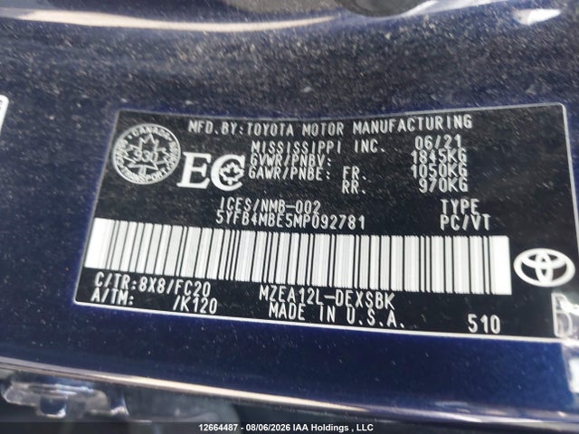 Toyota Corolla 2021 5YFB4MBE5MP092781 Image 9