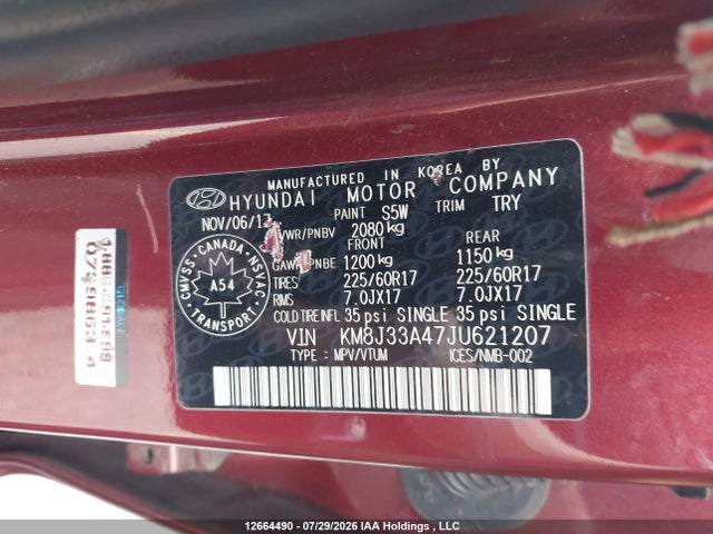 Aukcja sprzedaży 2018 Hyundai Tucson Se 2.0l, vin: KM8J33A47JU621207, numer aukcji: 12664490