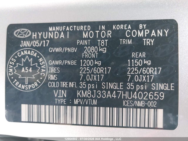 Hyundai TUCSON SE 2017 KM8J33A47HU402659 Image 9