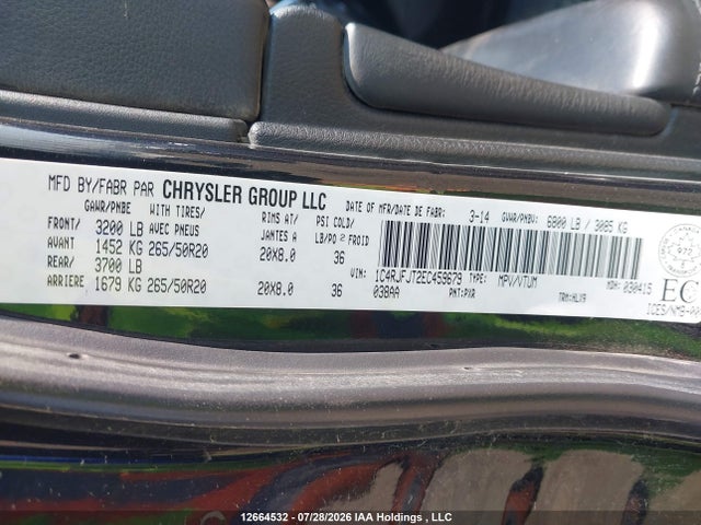 12664532 :رقم المزاد ، 1C4RJFJT2EC459679 vin ، 2014 Jeep Grand Cherokee Summit مزاد بيع