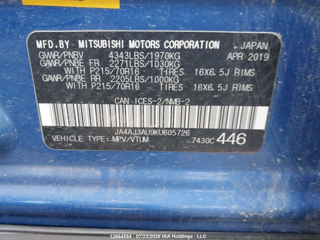 JA4AJ3AU9KU605726 Mitsubishi RVR SE