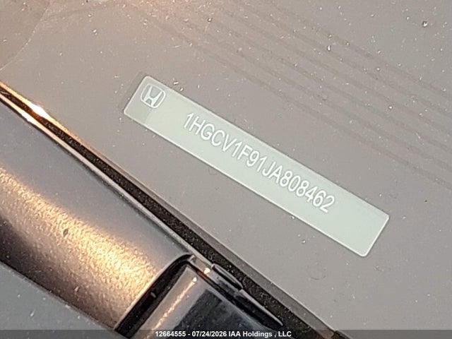12664555 :رقم المزاد ، 1HGCV1F91JA808462 vin ، 2018 Honda Accord Touring مزاد بيع