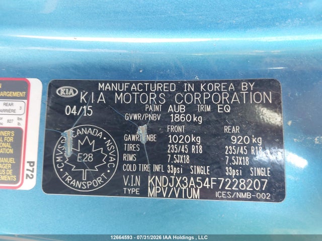 Продажа на аукционе авто 2015 Kia Soul Sx/sx Luxury, vin: KNDJX3A54F7228207, номер лота: 12664593