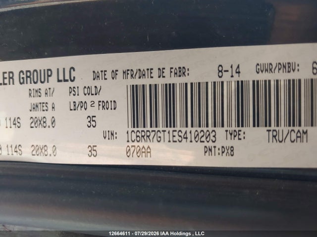 1C6RR7GT1ES410203 RAM 1500 Slt