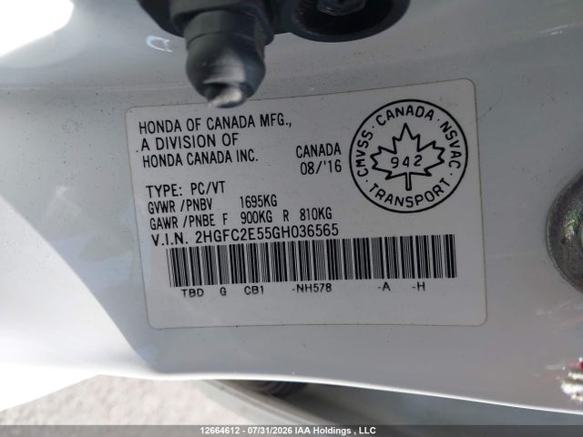 Honda Civic Lx 2016 2HGFC2E55GH036565 Image 18