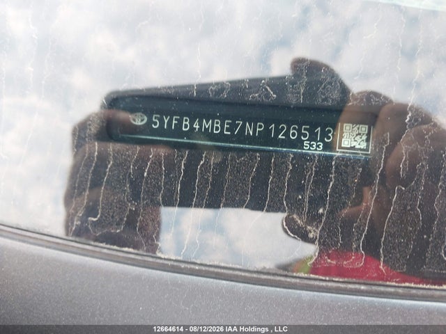 12664614 :رقم المزاد ، 5YFB4MBE7NP126513 vin ، 2022 Toyota Corolla Se مزاد بيع