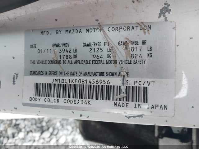 Продажа на аукционе авто 2011 Mazda Mazda3 Gx, vin: JM1BL1KF0B1456956, номер лота: 12664620