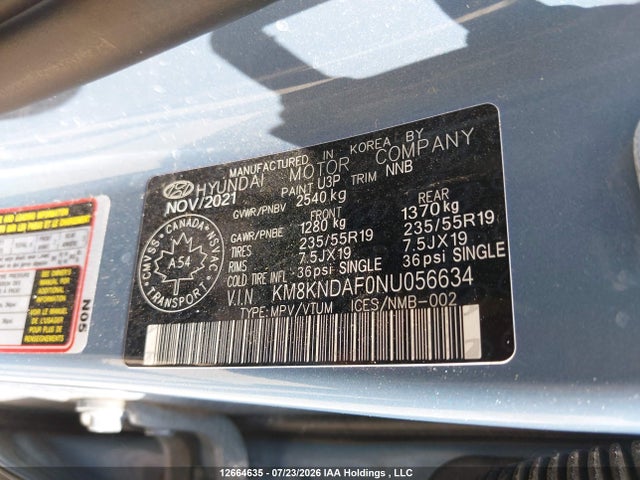 KM8KNDAF0NU056634 Hyundai Ioniq 5 Sel