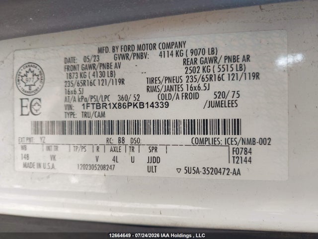 Ford Transit T-250 2023 1FTBR1X86PKB14339 Image 16