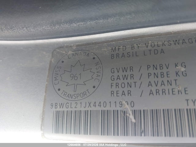 2004 Volkswagen Golf Gls მანქანა იყიდება აუქციონზე, vin: 9BWGL21JX44011990, აუქციონის ნომერი: 12664656