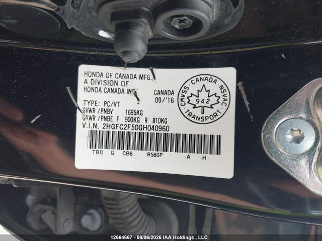 Honda Civic Lx 2016 2HGFC2F50GH040960 Image 9