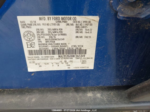 Ford Ecosport Se 2019 MAJ3S2GE0KC265349 Image 9