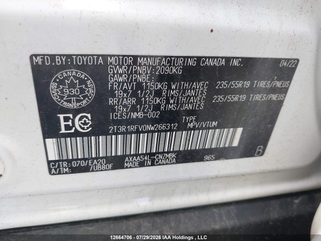 Toyota Rav4 Xle 2022 2T3R1RFV0NW266312 Image 9