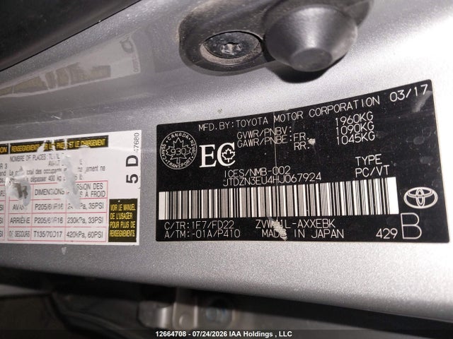 Toyota PRIUS V 2017 JTDZN3EU4HJ067924 Image 17