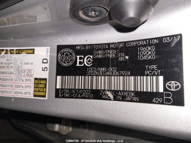 Toyota PRIUS V 2017 JTDZN3EU4HJ067924 Image 9
